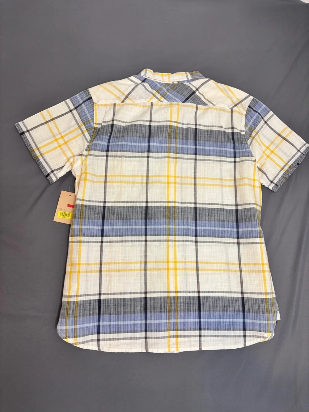 Levi's XXL Plaid Short Sleeve Button Front Shirt NWT Blue Yellow White Americana
